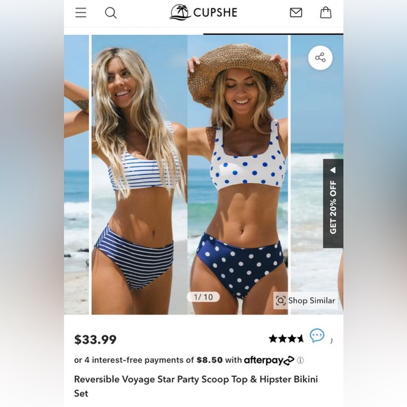 Cupshe Reversible Bikini set - Picture 1 of 8